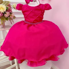 Vestido de Festa Infantil Rosa Chiclete Pink