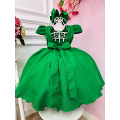 Vestido de Festa Infantil Verde Nervura