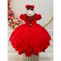 Vestido de Festa Infantil Vermelho Borboleta