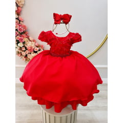 Vestido de Festa Infantil Vermelho Borboleta