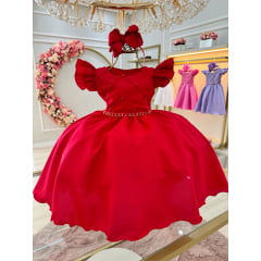 Vestido de Festa Infantil Vermelho Coração