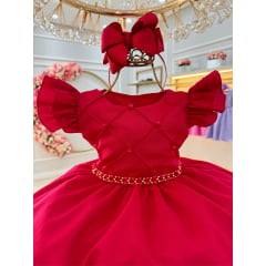 Vestido de Festa Infantil Vermelho Coração