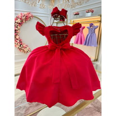 Vestido de Festa Infantil Vermelho Coração