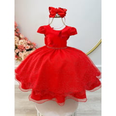 Vestido de Festa Infantil Vermelho Coração