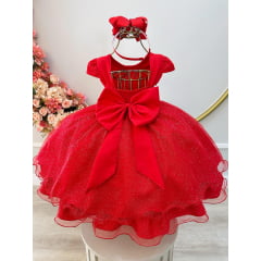 Vestido de Festa Infantil Vermelho Coração