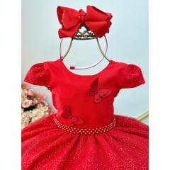 Vestido de Festa Infantil Vermelho Coração