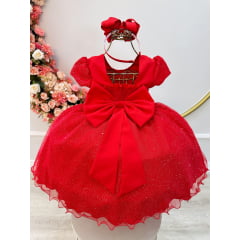 Vestido de Festa Infantil Vermelho Glitter