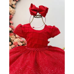 Vestido de Festa Infantil Vermelho Glitter