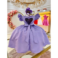 Vestido Festa Infantil Lilas Nervura Coração