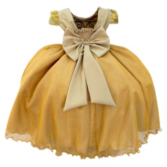 Vestido Festa Infantil Luxo Dourado Dama