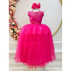 Vestido Festa Infantil Pink Luxo Longo