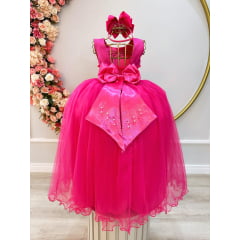 Vestido Festa Infantil Pink Luxo Longo