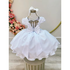 Vestido Infantil Branco Borboleta Batismo Dama