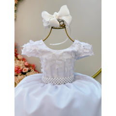 Vestido Infantil Branco Borboleta Batismo Dama