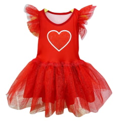 Vestido Menina Infantil Fantasia Compatível com Aventureira Vermelha