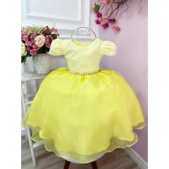 Vestido Festa Infantil Amarelo