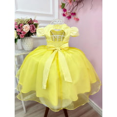 Vestido Festa Infantil Amarelo