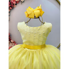 Vestido Festa Infantil Luxo Amarelo