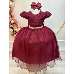 Vestido Festa Infantil Luxo Marsala