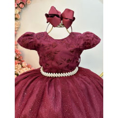 Vestido Festa Infantil Luxo Marsala