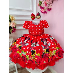 Vestido Festa Infantil Minnie Vermelha