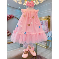 Vestido Festa Infantil Rosa Casual Chic