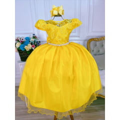 Vestido Infantil Amarelo Daminha Formatura