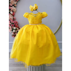 Vestido Infantil Amarelo Daminha Formatura