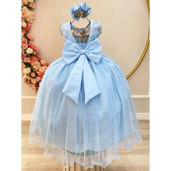 Vestido Infantil Azul Batizado Florista Dama