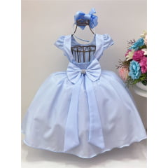 Vestido Infantil Azul Bebe Luxo