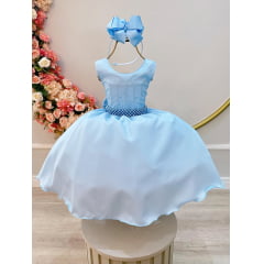 Vestido Infantil Azul Claro Formatura Moda Evangelica