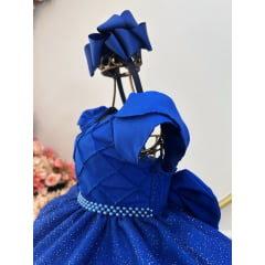 Vestido Infantil Azul Royal Glitter Mada