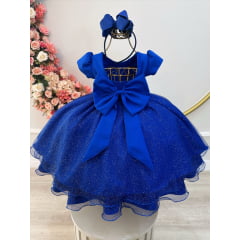 Vestido Infantil Azul Royal Glitter Mada