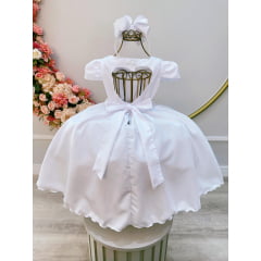 Vestido Infantil Branco Perola Coração