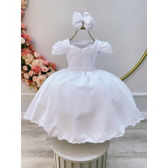 Vestido Infantil Branco Perola Coração