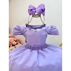 Vestido Infantil Lilas Perolas Coração