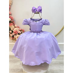 Vestido Infantil Lilas Perolas Coração