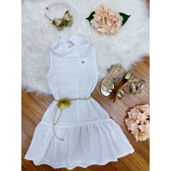 Vestido Infantil Casual Branco com Cinto