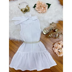 Vestido Infantil Casual Branco com Cinto