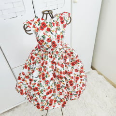 Vestido Infantil Casual Floral Branco