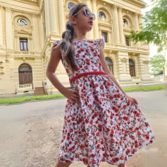 Vestido Infantil Casual Floral Branco