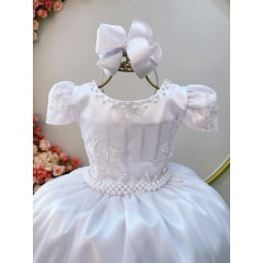 VESTIDO INFANTIL DAMAS DE HONRA CASAMENTO BRANCO LUXO REALEZA