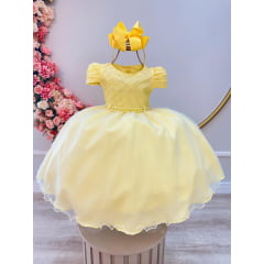 Vestido Infantil de Festa Amarelo Luxo