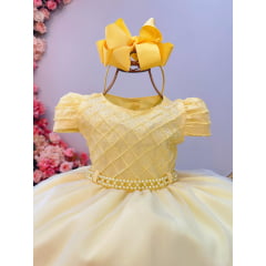 Vestido Infantil de Festa Amarelo Luxo