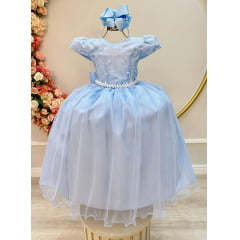 Vestido Infantil de Festa Azul