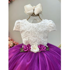 Vestido Infantil de Festa Longo Fucsia Off