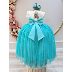 Vestido infantil de Festa Longo Off e Tiffany