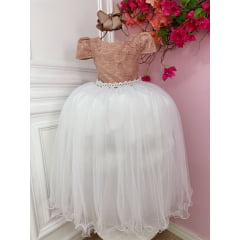 Vestido Infantil de Festa Longo Rose Branco