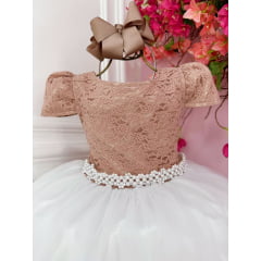 Vestido Infantil de Festa Longo Rose Branco