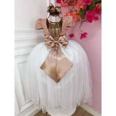 Vestido Infantil de Festa Longo Rose Branco